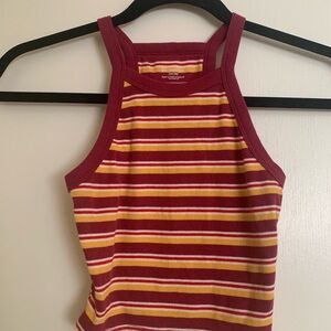 No Boundaries Red and Yellow Striped Crop Top